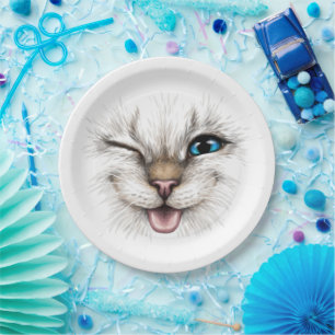 Winking Cat Paper Plate