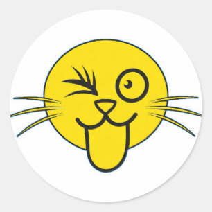 Winking Cat Tongue Out Cute Emoji Sticker