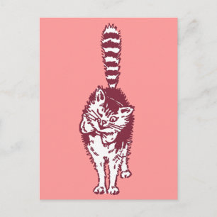 Winking Cat with Bushy Striped Tail Postcard