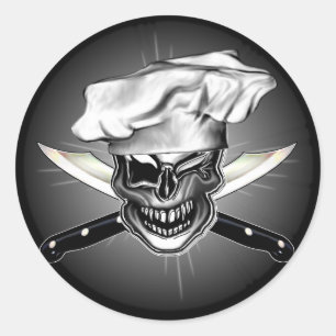 Winking Chef Skull Classic Round Sticker