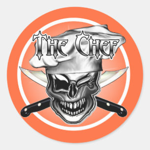 Winking Chef Skull Classic Round Sticker