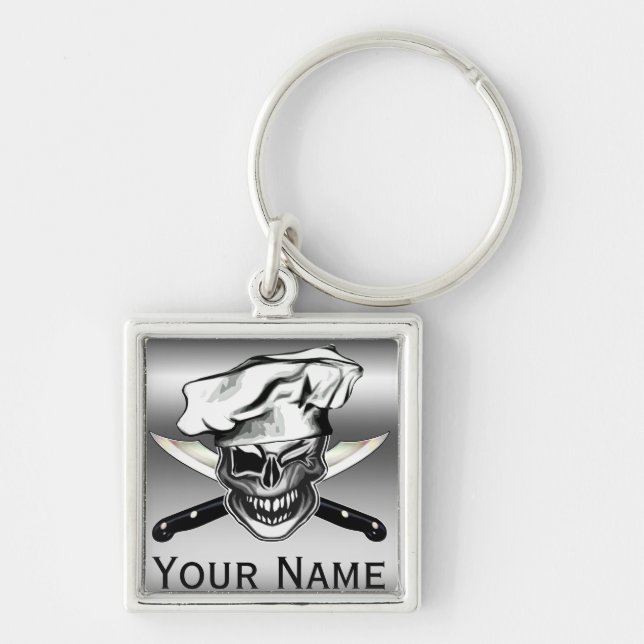 Winking Chef Skull Key Ring (Front)