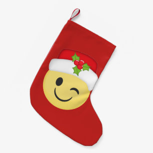 Winking Christmas Emoji Holiday Stocking