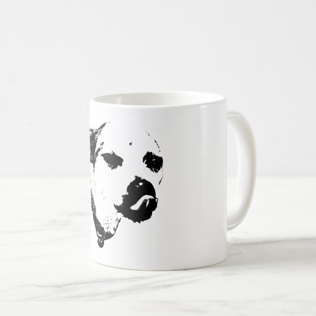  Winking Dog Mug – Bold Black and White Art (Front Right)