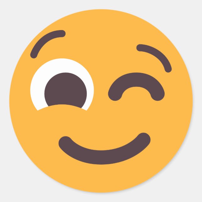 Winking Face Cute Adorable Emoji Editable Colours Classic Round Sticker (Front)