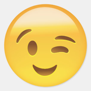 Winking Face Emoij Classic Round Sticker