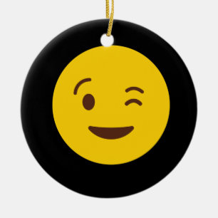Winking Face Emoji TShirt Ceramic Tree Decoration