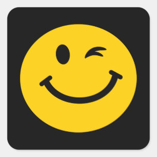 Winking face square sticker
