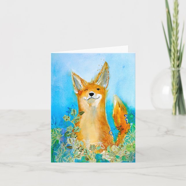 Winking Fox BLANK Greeting Card (Front)
