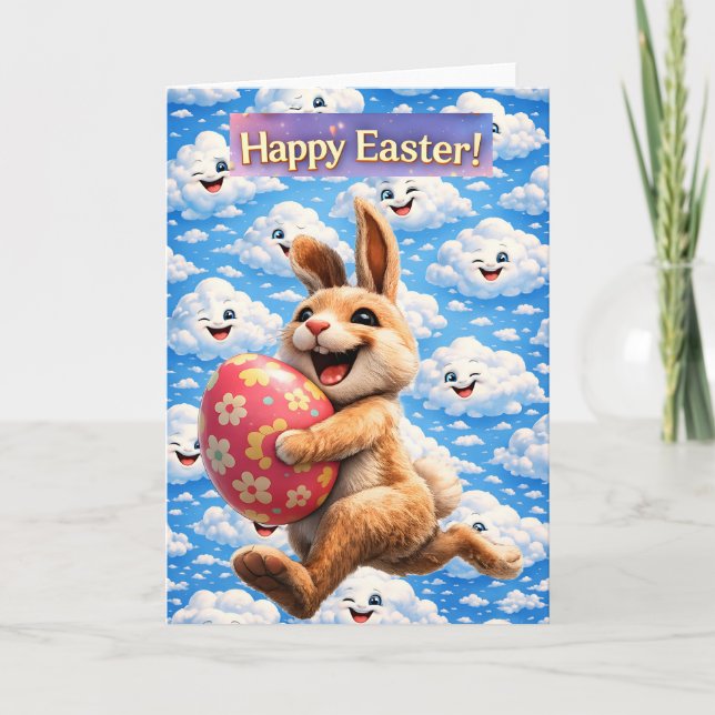Winking greeting card, cute spring holiday design card (Front)