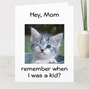 WINKING KITTEN for *MOM*=BEST BIRTHDAY EVER Card