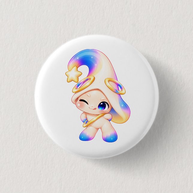 Winking Mischief Pastel Button - Cute Wry Pin (Front)