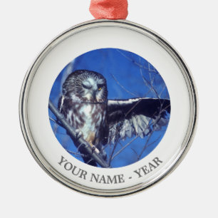 Winking owl metal tree decoration