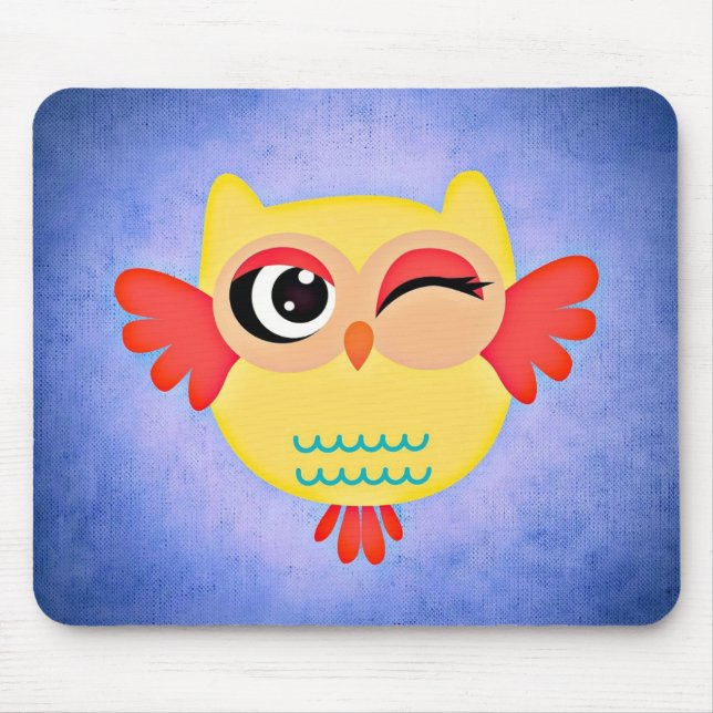 Winking Owl Mouse Mat (Front)