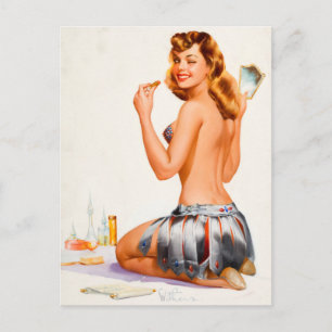 Winking Pin Up Postcard