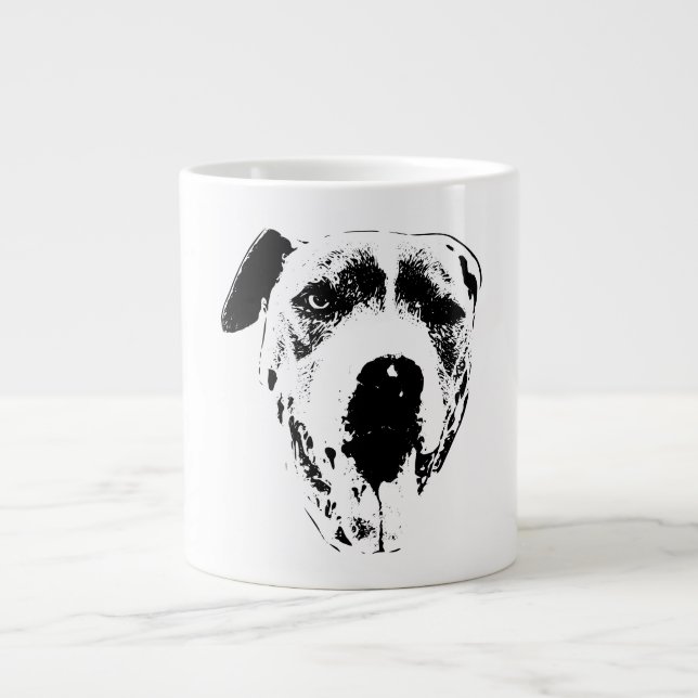 Winking Pitbull Mix, Close-Up Ink Smile Large Coffee Mug (Front)