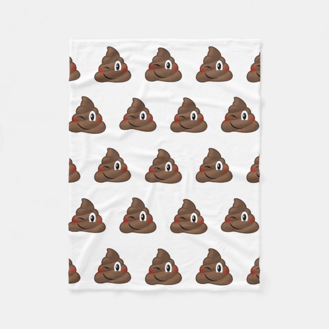 Winking Poop Emoji Fleece Blanket (Front)