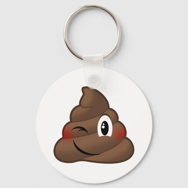 Winking Poop Emoji Key Ring (Front)