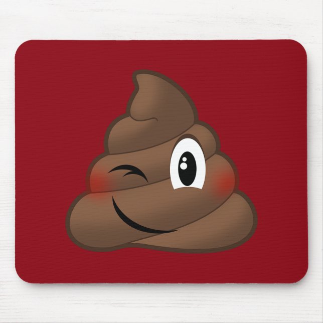 Winking Poop Emoji Mouse Mat (Front)