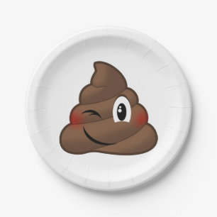 Winking Poop Emoji Paper Plate