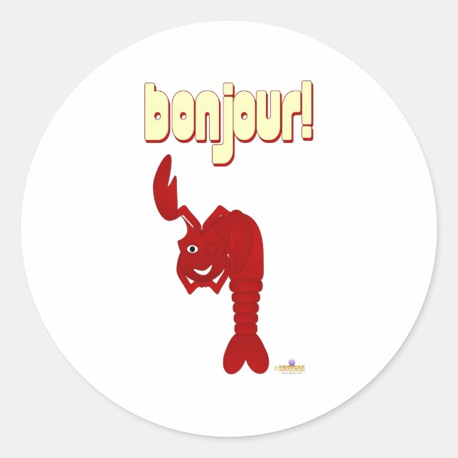 Winking Red Lobster Bonjour Classic Round Sticker (Front)