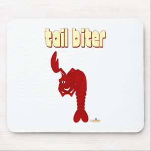 Winking Red Lobster Tail Biter Mouse Mat