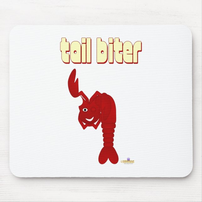 Winking Red Lobster Tail Biter Mouse Mat (Front)