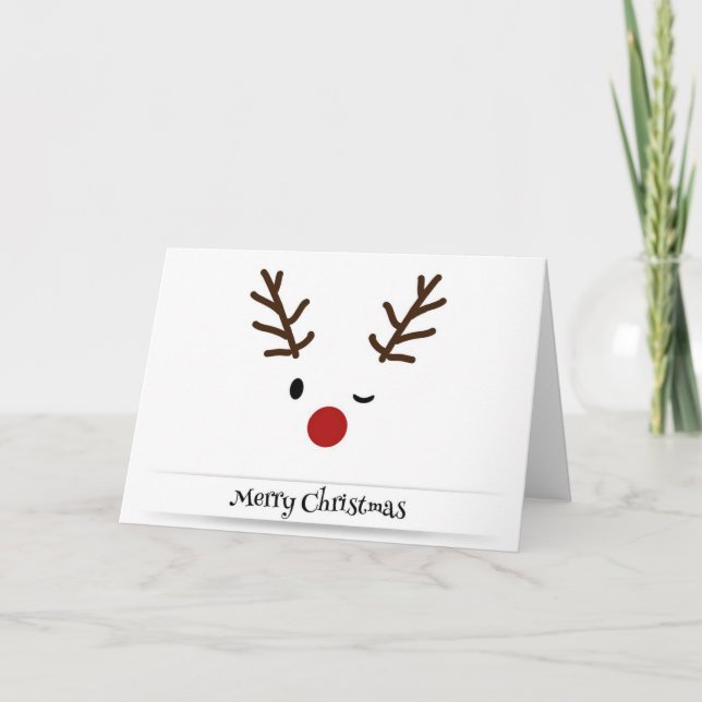 Winking Reindeer Holiday Card (Front)