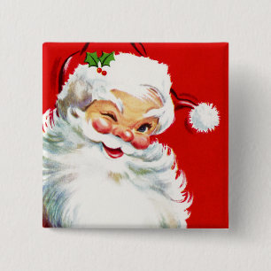 Winking Santa 15 Cm Square Badge