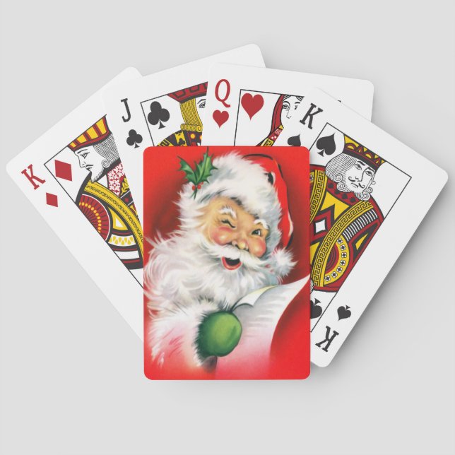 Winking Santa Christmas List Playing Cards (Back)