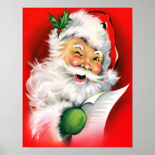 Winking Santa Christmas List Poster (Front)