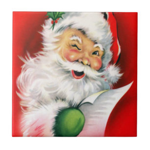 Winking Santa Christmas List Tile