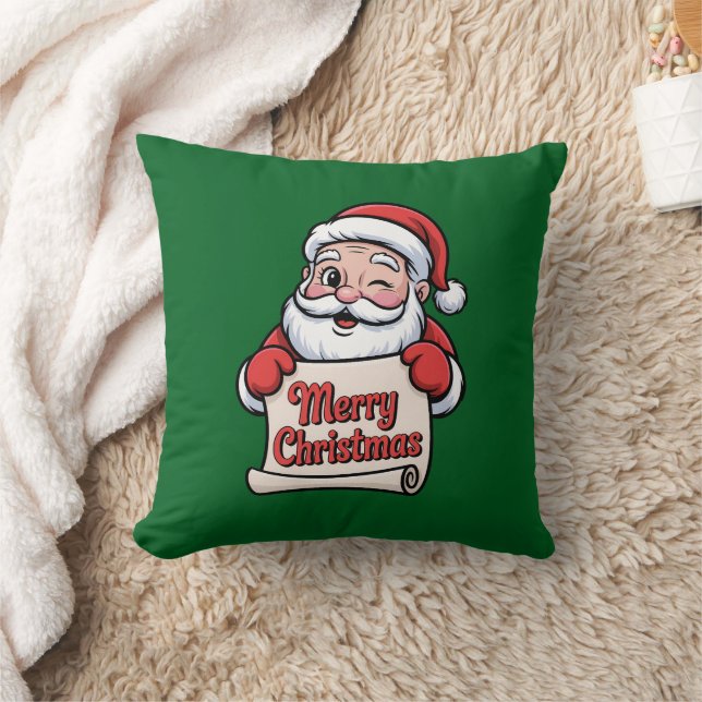 Winking Santa 🎅 "Merry Christmas" Cushion (Blanket)