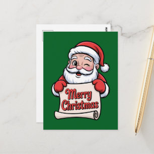 Winking Santa 🎅 "Merry Christmas" Postcard