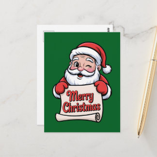 Winking Santa 🎅 "Merry Christmas" Postcard