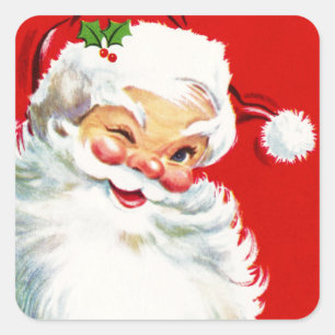 Winking Santa Square Sticker