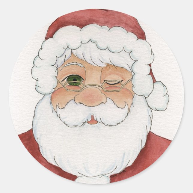 Winking Santa Sticker (Front)