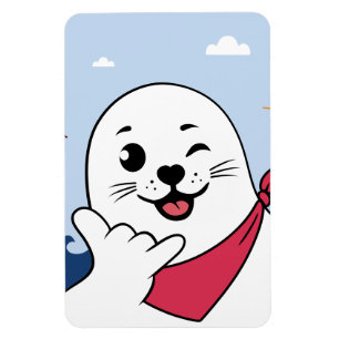 Winking Seal Wearing a Bandanna Throwing Shaka Sig Magnet