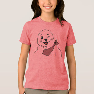 Winking Seal Wearing a Bandanna Throwing Shaka Sig Tri-Blend Shirt