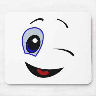 WINKING SMILEY FACE MOUSE MAT