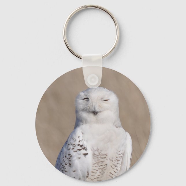 Winking Snowy Owl Key Ring (Front)