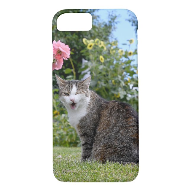 winking tabby cat on grass Case-Mate iPhone case (Back)