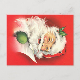 Winking Vintage Santa Christmas Postcard