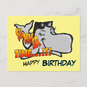 Winking Whale Happy Birthday Postcard
