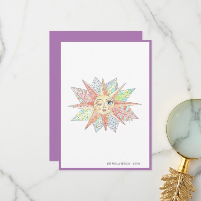winking whimsical sun thank you card (Front/Back In Situ)