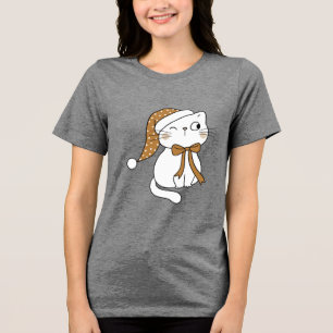 Winking Winter Cat Tri-Blend Shirt