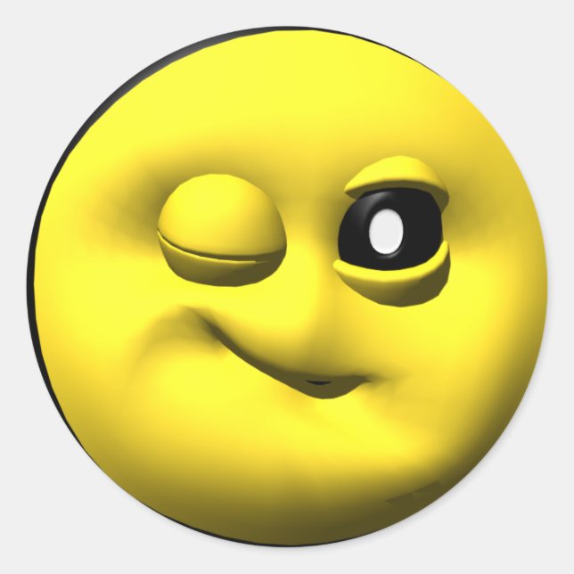 Winking yellow classic round sticker (Front)
