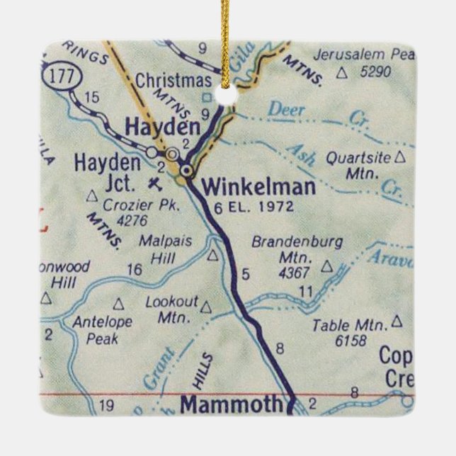 Winkleman AZ Vintage Map Ceramic Ornament (Back)
