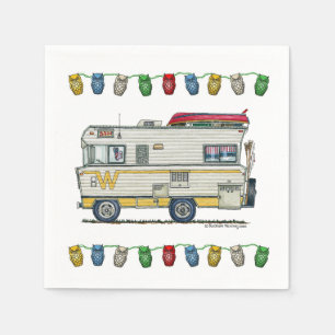 WINNEBAGO RV happy camper art print Cute whimsical Napkin