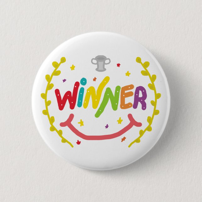 Winner 6 Cm Round Badge (Front)